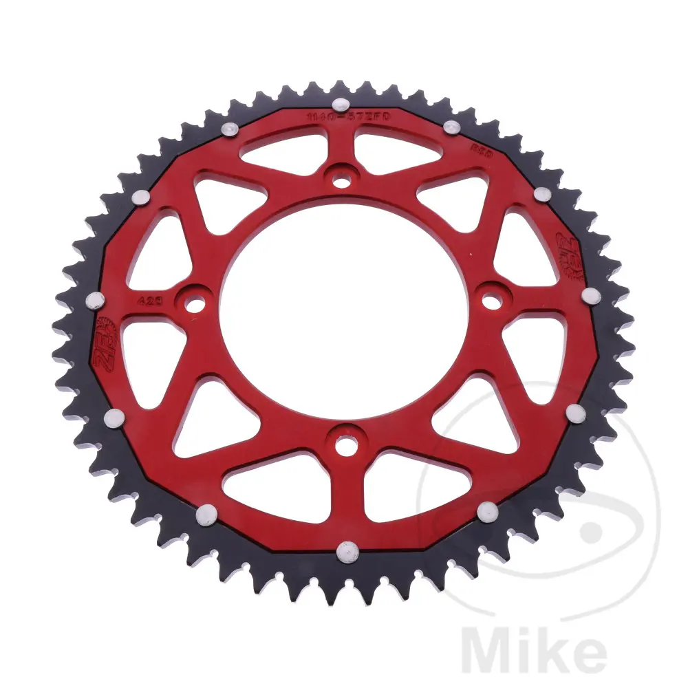 ZF スプロケット デュアル 57歯 ピッチ428 レッド 内径100 穴間距離120