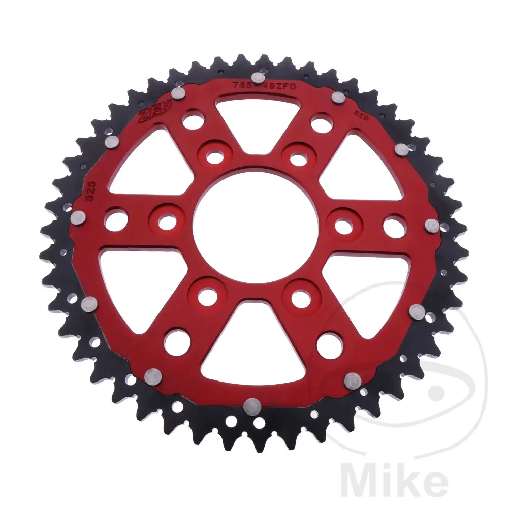 Couronne ZF Sprockets Dual 49 dents PAS 525 Rouge Diamètre intérieur 073 Entraxe 103