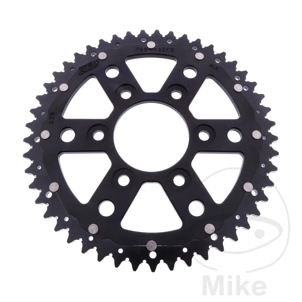 Couronne ZF Sprockets Dual 49 dents PAS 525 noir Diamètre intérieur 073 Entraxe 103