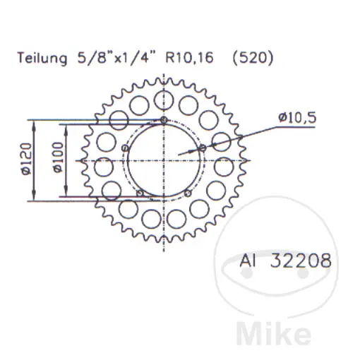 Aluminum sprocket 40 teeth pitch 520 Esjot