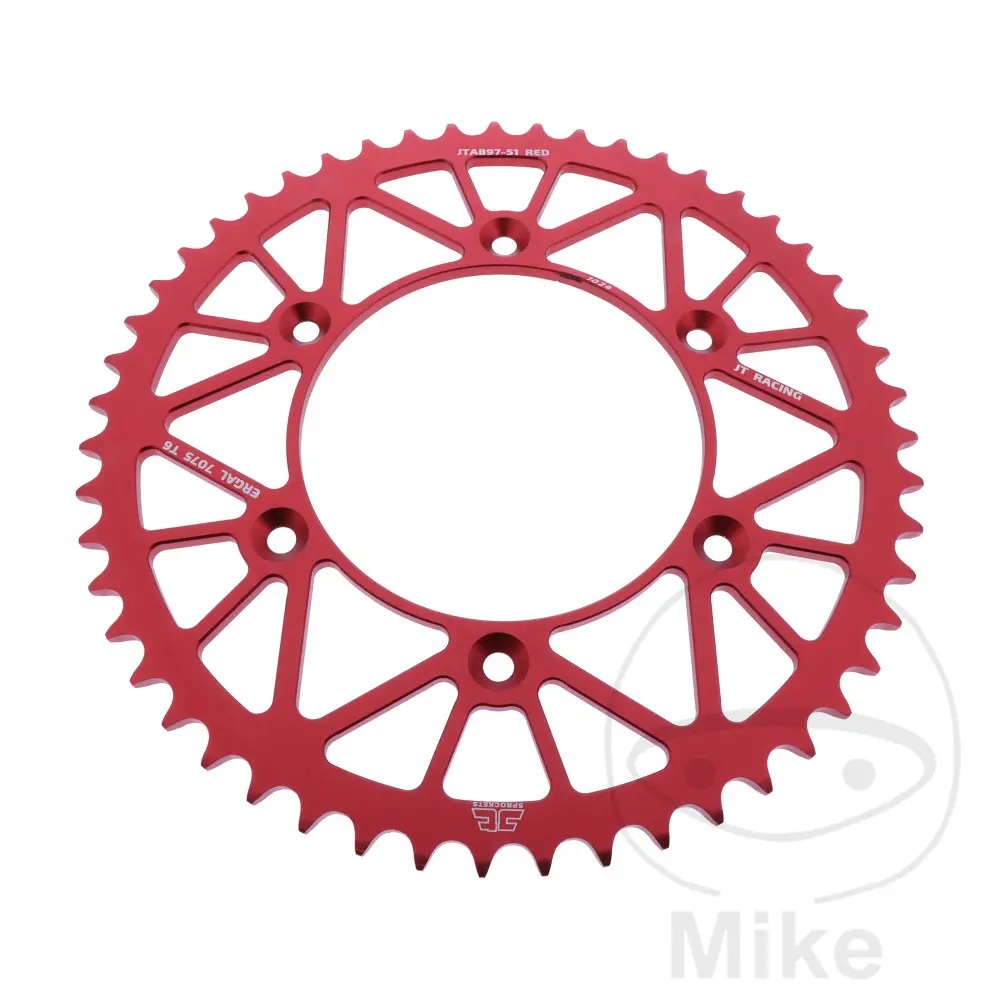 Aluminum rear sprocket JT Sprockets 51 teeth pitch 520 red - Inner diameter 125 - Bolt circle diameter 150