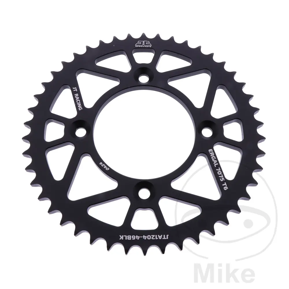 Corona Aluminio JT Sprockets 46 denti PASSO 428 nero Diametro interno 080 Interasse 100