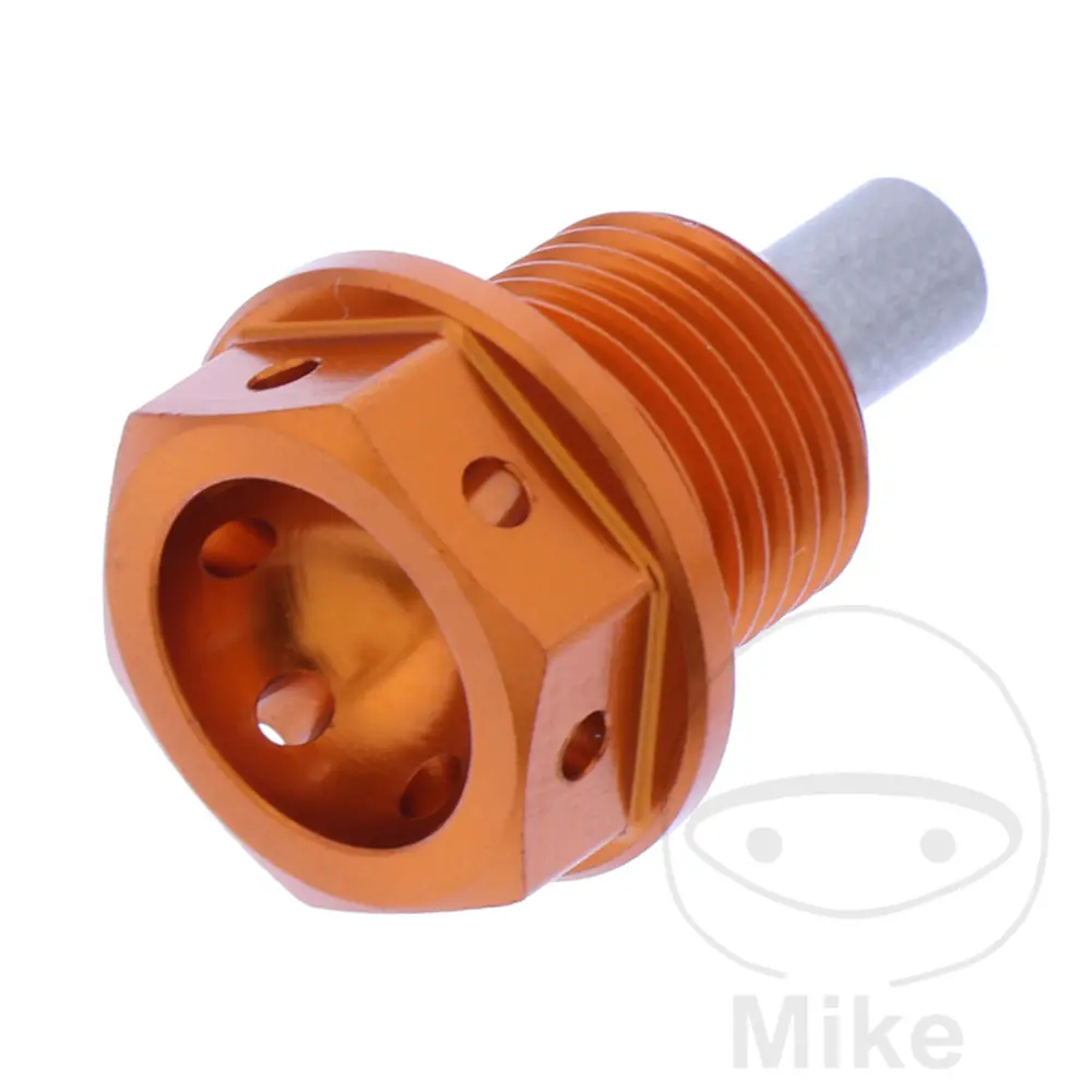 Magnetischer Ölablassstopfen JMP Bolt M14X1.25 mm 12 mm Alu vorgebohrt orange