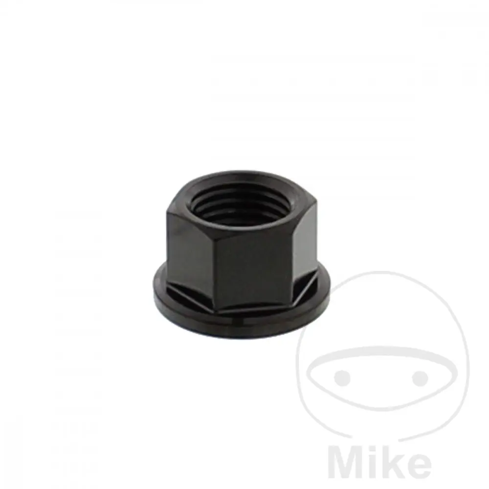 Kronemøtrik fra JMP M12X1.25 mm rustfrit V4A sort