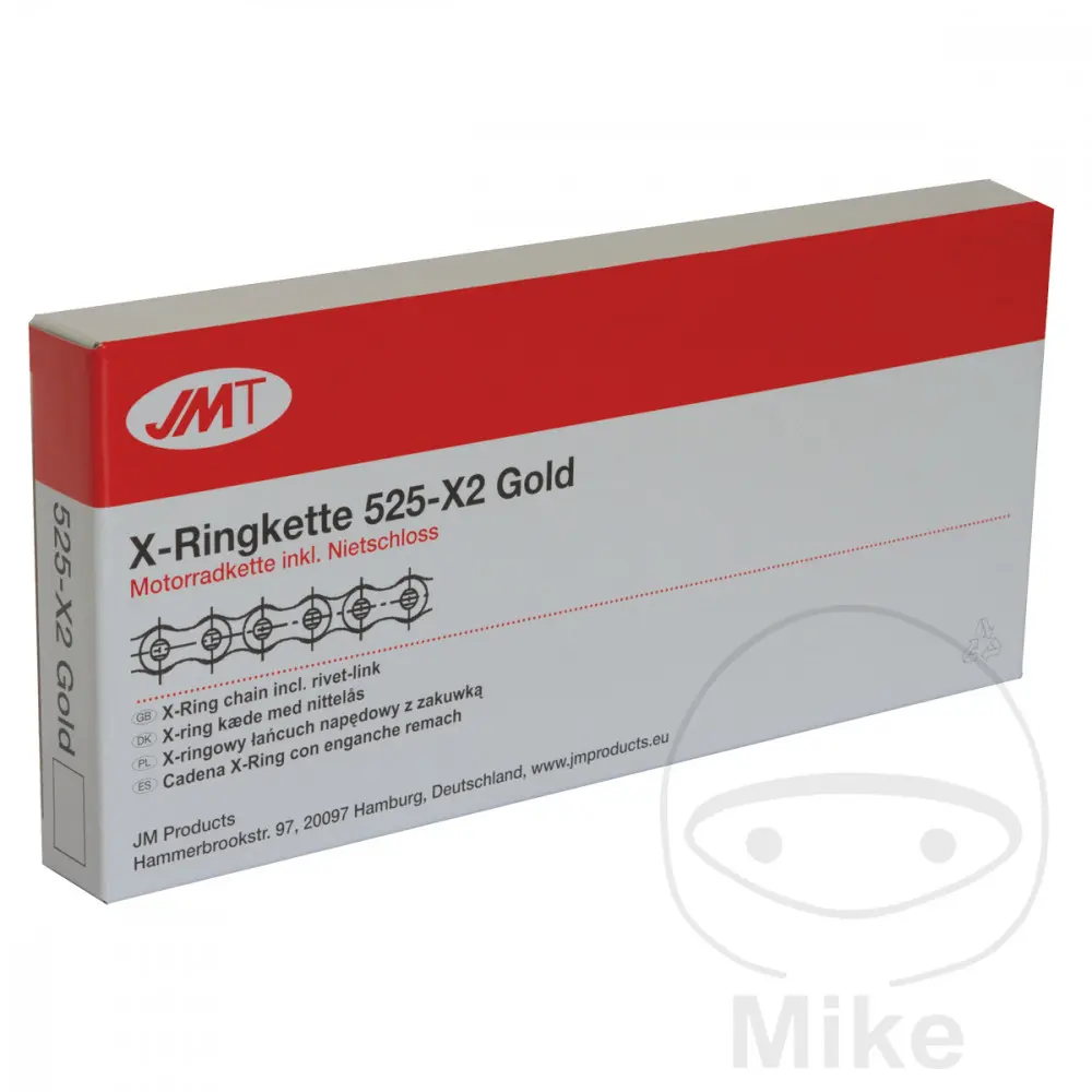 JMT X-Ring grandinė 525X2 Gold 110 grandžių atvira su įtvaru