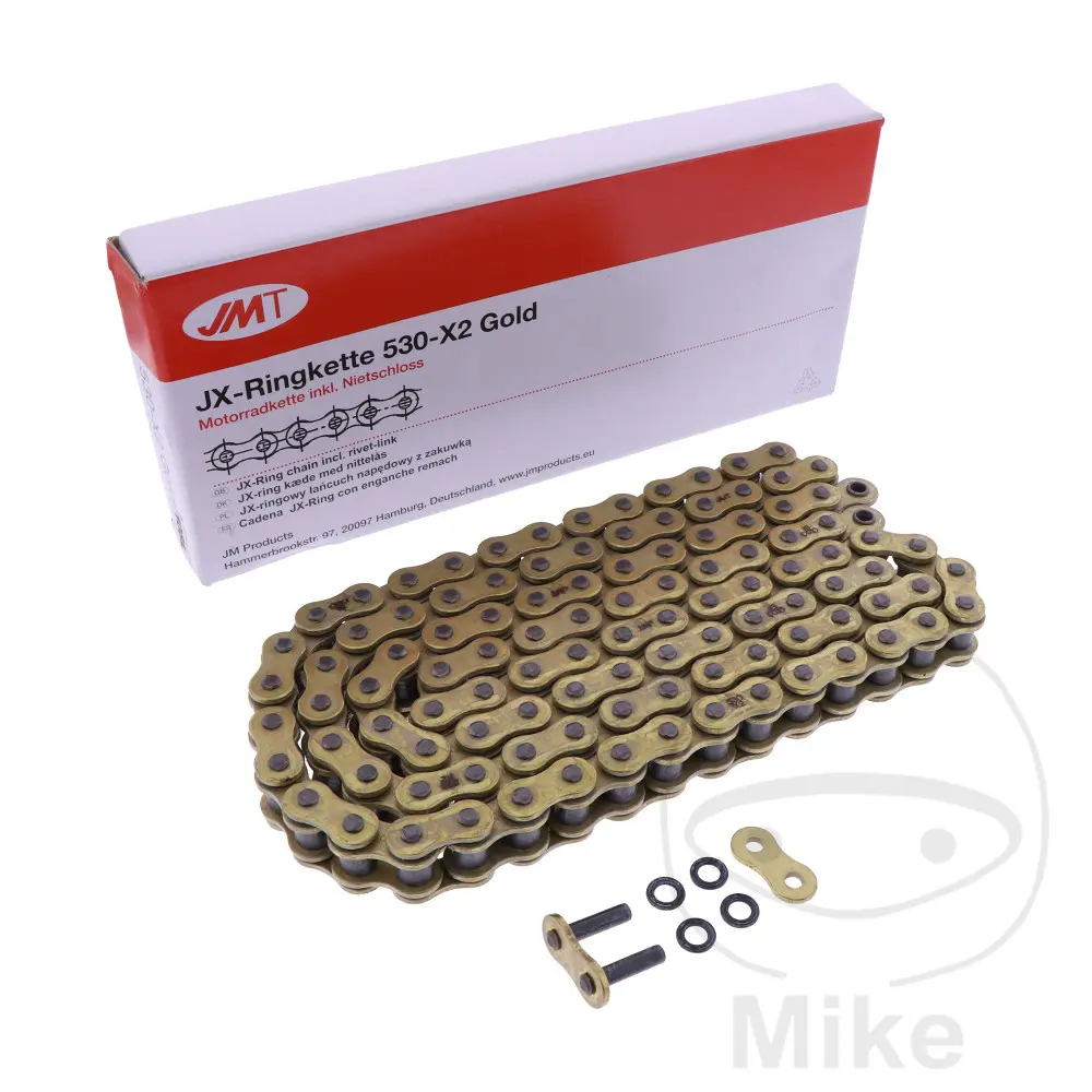 JMT X-Ring চেইন 530X2 গোল্ড ১১৮ লিঙ্ক ওপেন চেইন রিভেট সহ