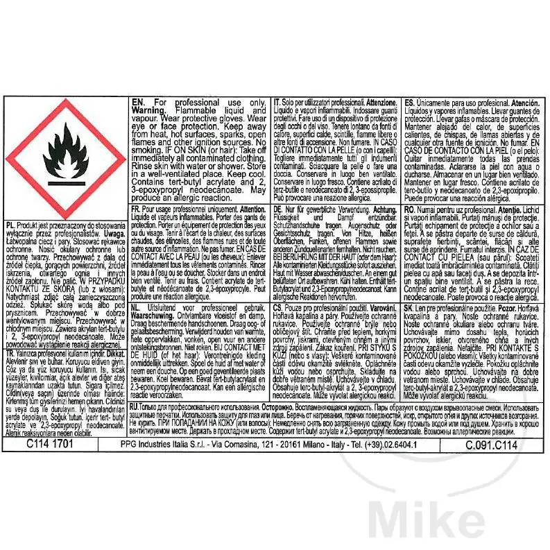 PPG DELTRON UHS PROGR Prêt Farbmischungs-Etiketten