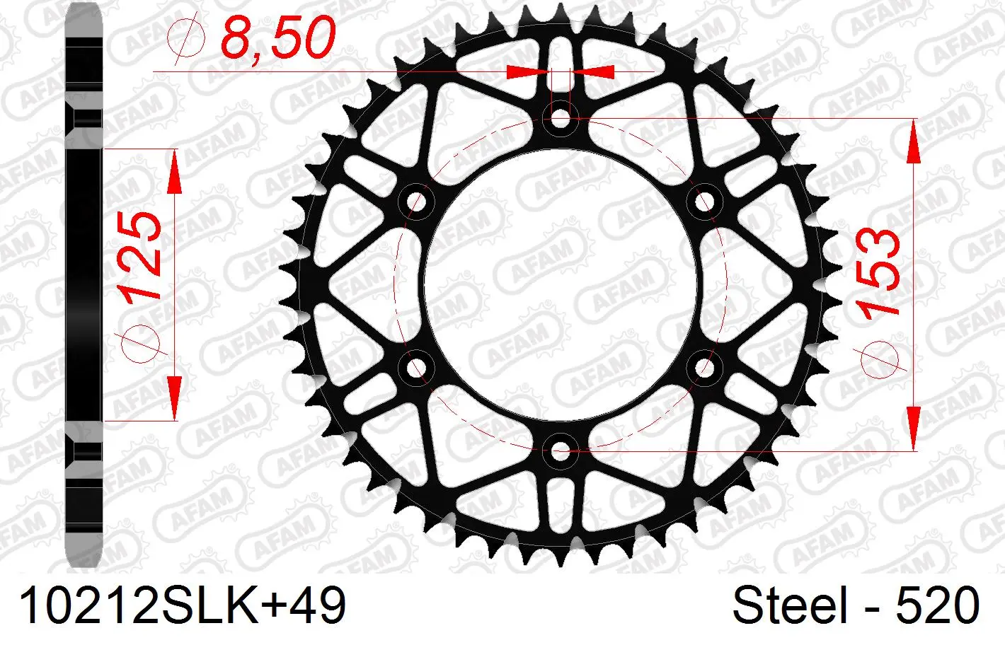 Couronne acier AFAM #520 S/C 10212SLK+49
