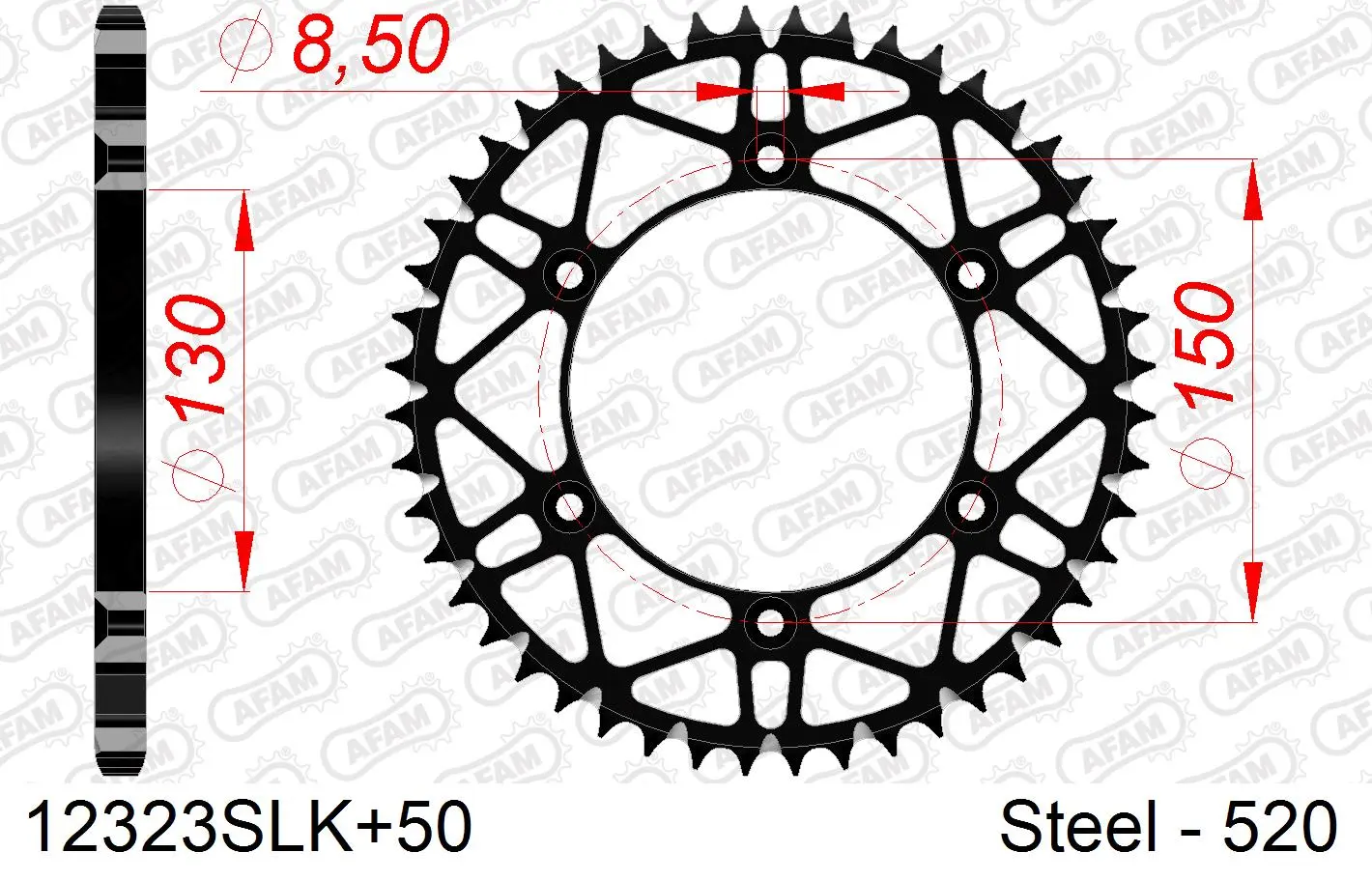 AFAM #520 S/C 블랙 스프로킷 12323SLK+50