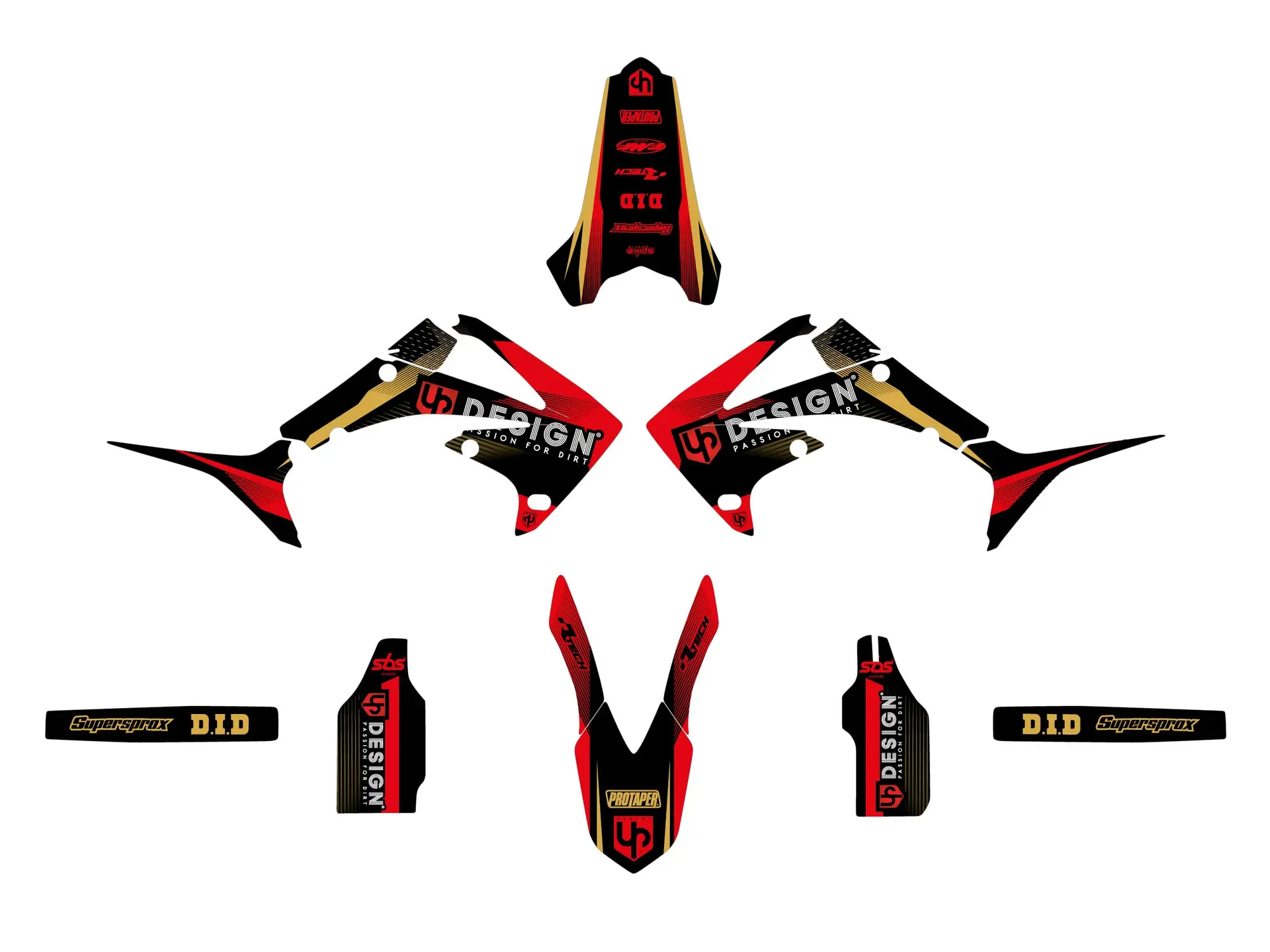 UP SPIKE デカールキット Honda CRF 250 R 2010-2013 ブラック-レッド