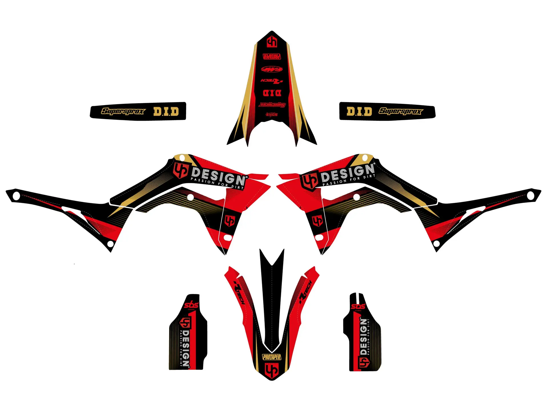 Kit de Decoração UP SPIKE Honda CRF 250 R 2018 Preto-Vermelho