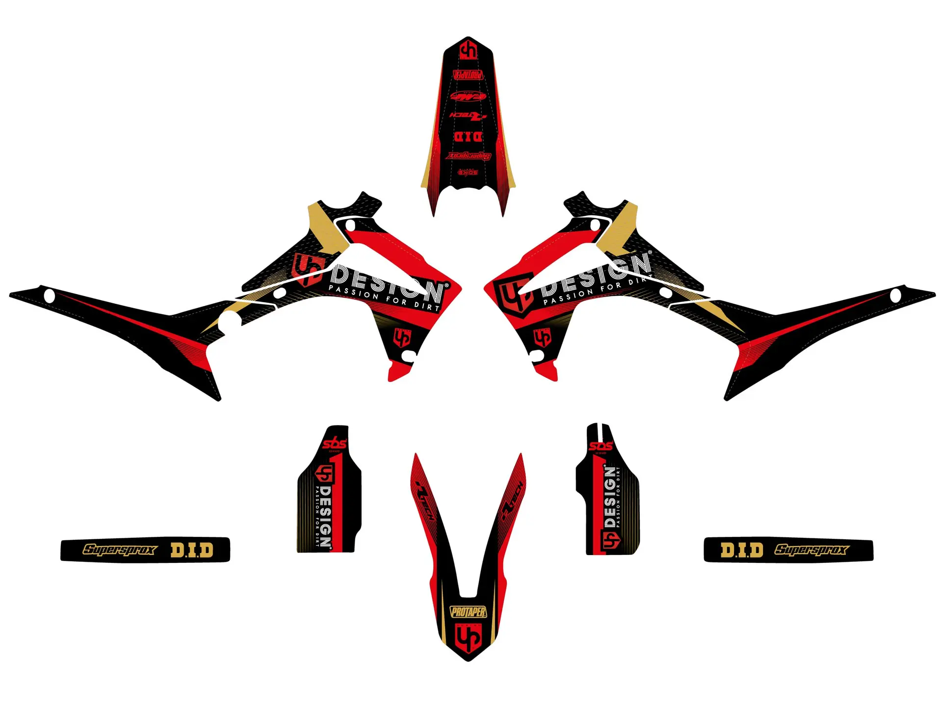 Σετ Διακόσμησης UP DESIGN SPIKE Honda CRF 450 R 2013-2016 Μαύρο-Κόκκινο