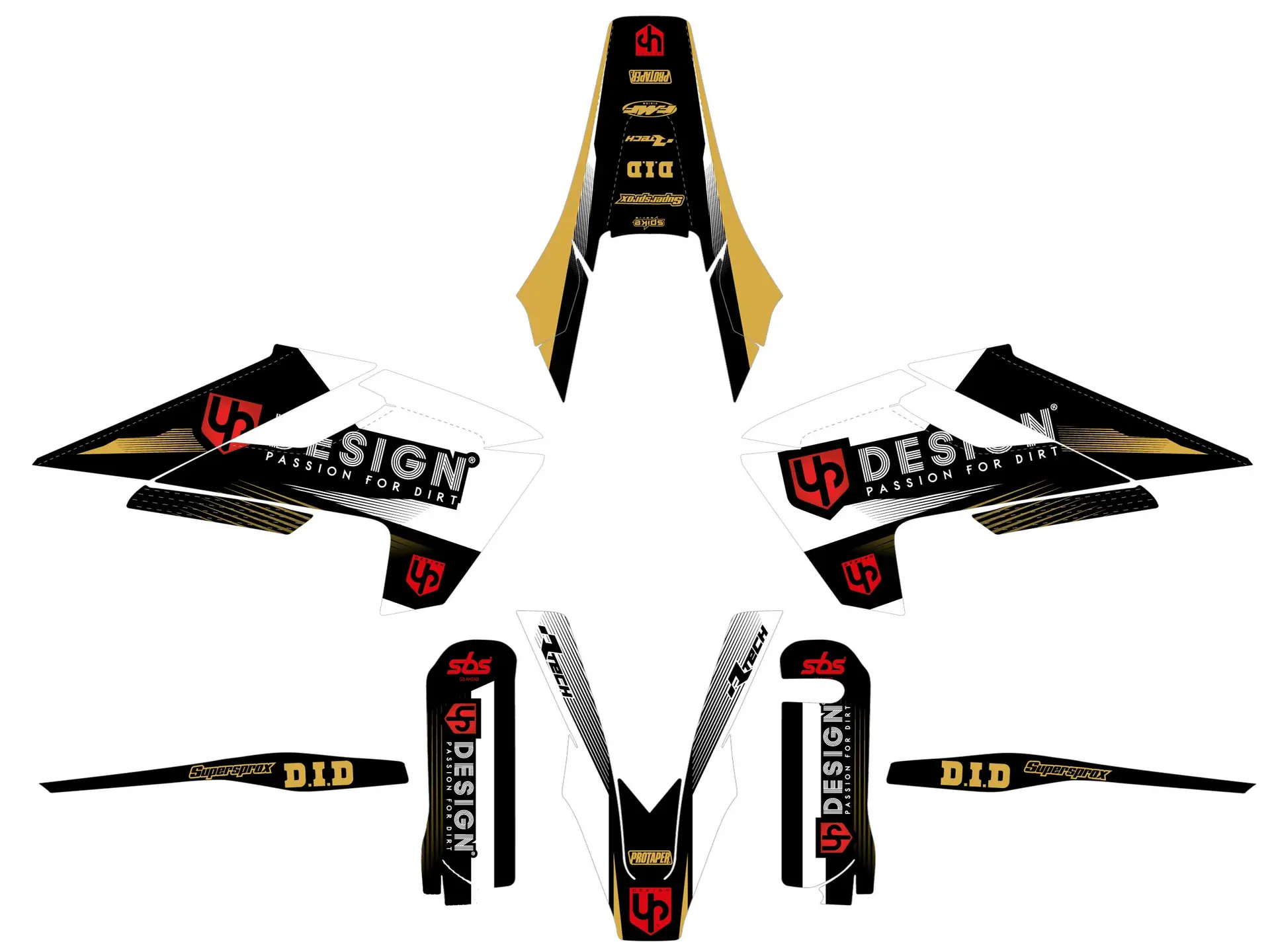 Dekorasyon kiti UP SPIKE Husqvarna TC 2015-2016 Siyah-Beyaz