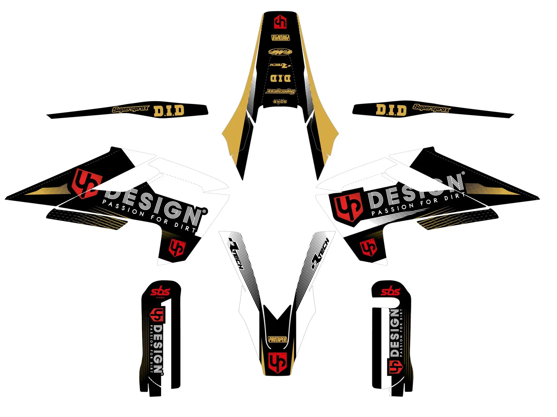 Kit Déco UP SPIKE Husqvarna TE 2017-2019 Noir-Blanc