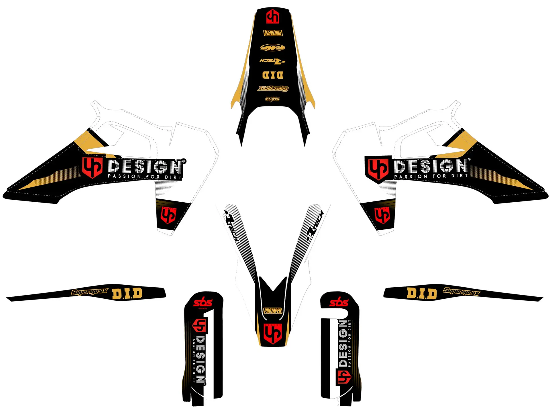 Kit déco UP SPIKE Husqvarna FE 2020-2022 Noir-Blanc