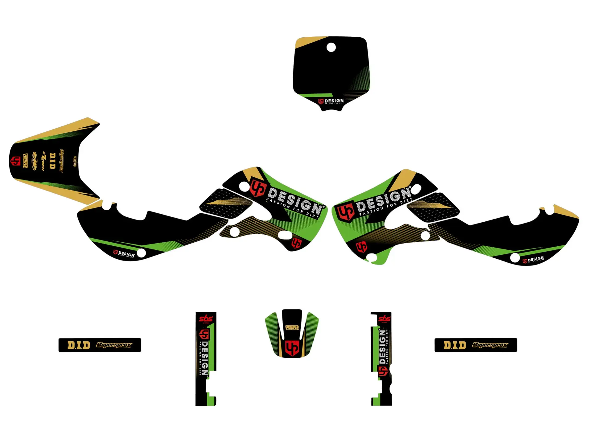 UP SPIKE KAWASAKI KX 65 (2000-2022) dekkauskitti Musta-Vihreä