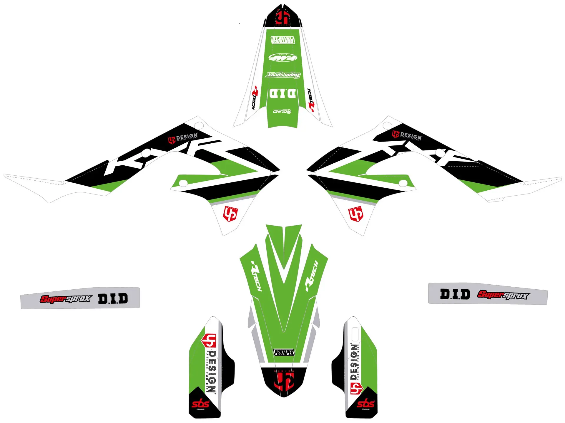 Kit Déco UP ROUND Kawasaki KX 250 F 2021-2022 Vert