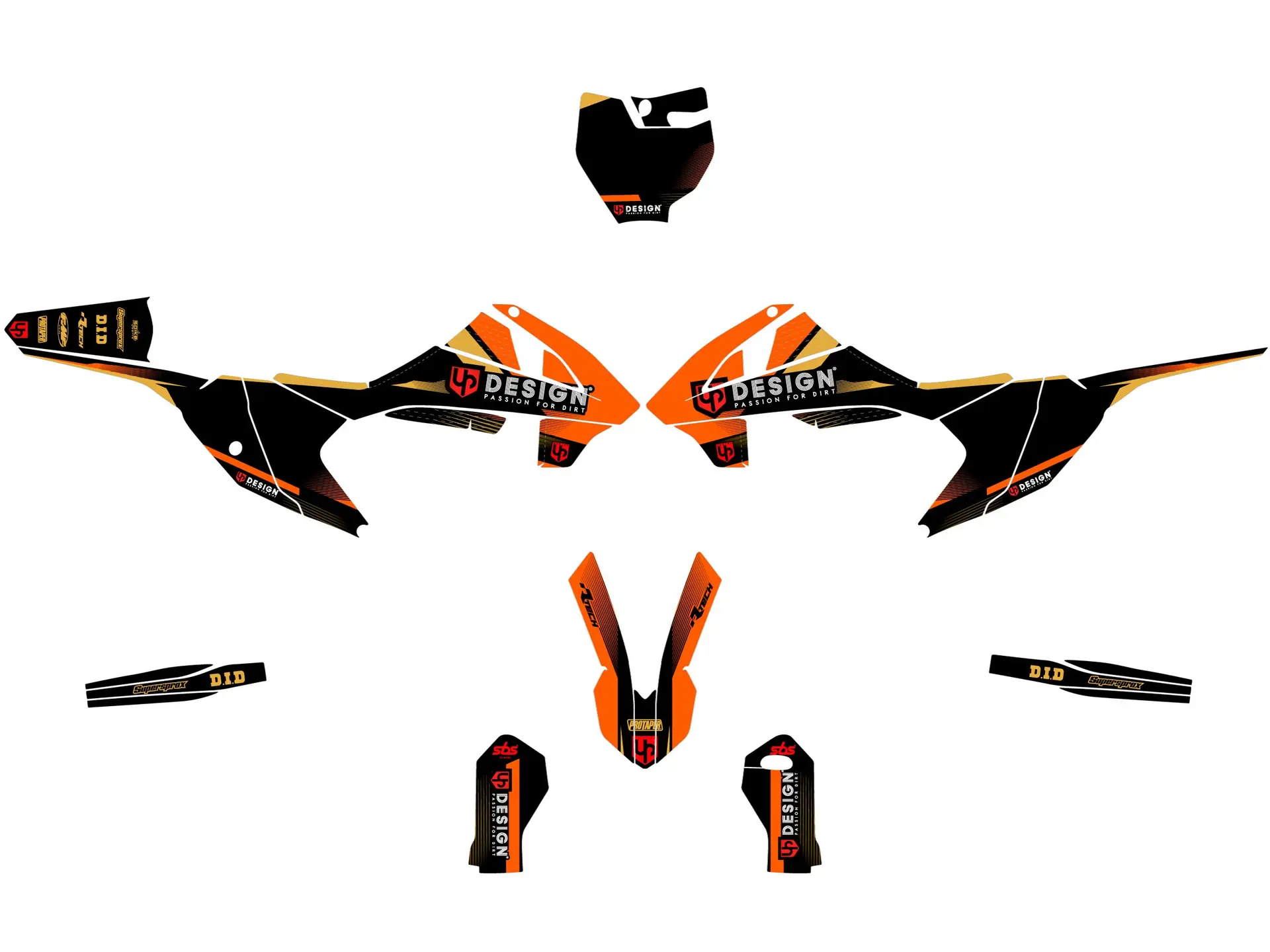 UP SPIKE KTM SX 65 (2016-2018) Zwart-Oranje stickerset