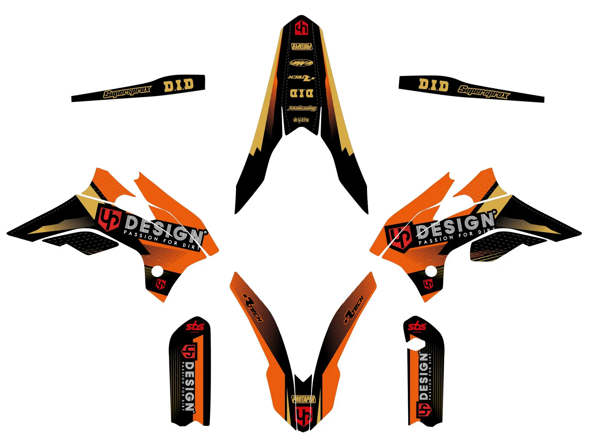 Kit Déco UP SPIKE KTM SX 85 2003-2005 Noir-Orange