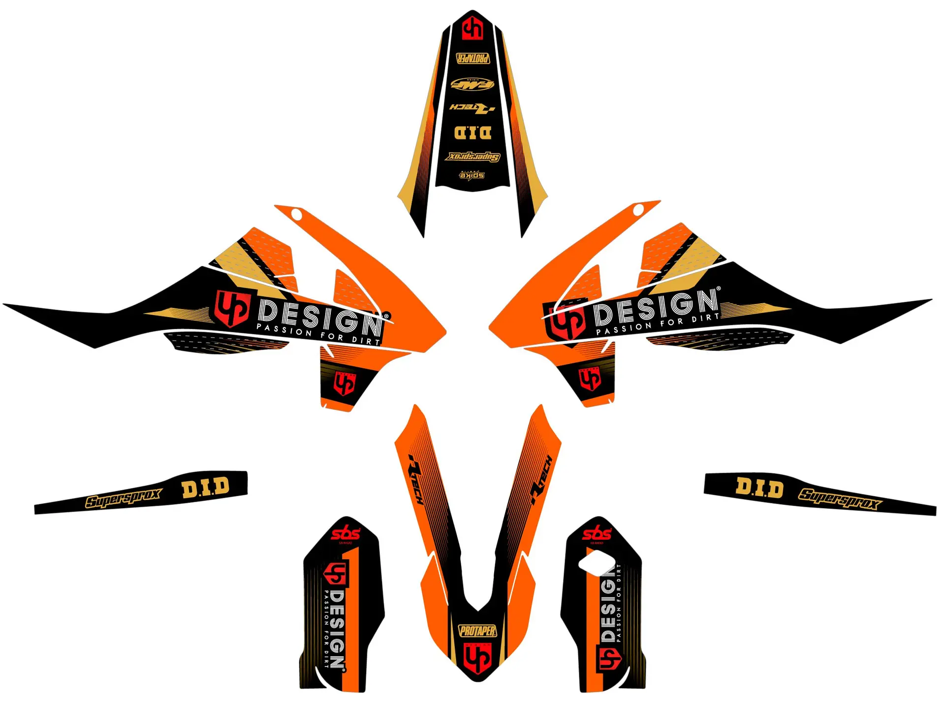 UP SPIKE KTM SX 85 2018-2022 ব্ল্যাক-অরেঞ্জ ডেকোরেশন কিট