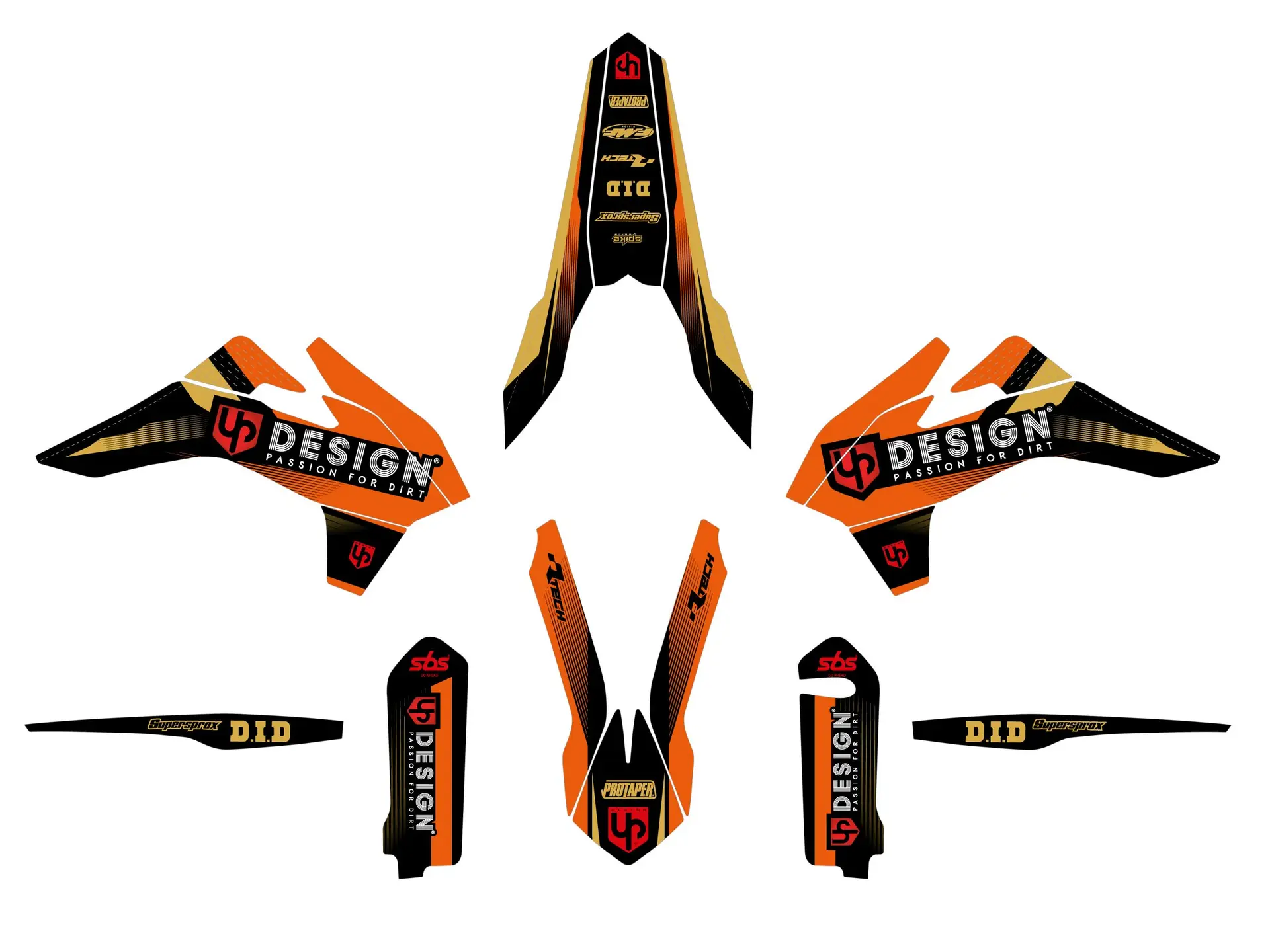 Kit Déco UP SPIKE KTM EXC / EXC-F 2012-2013 Noir-Orange