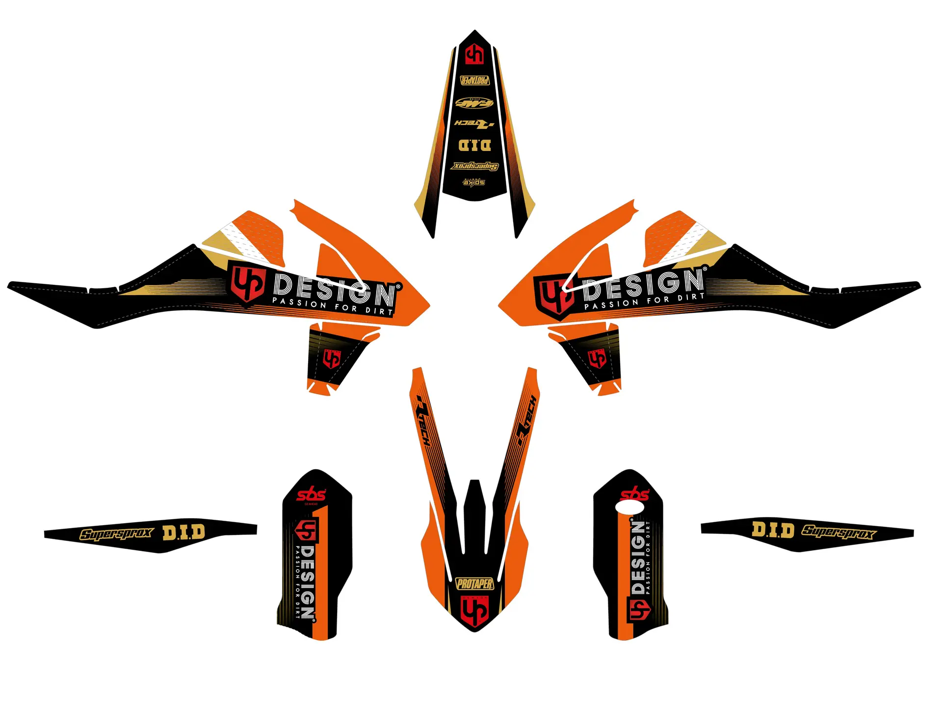 Dekorsatz UP SPIKE KTM SX / SX-F 2015-2016 Schwarz-Orange