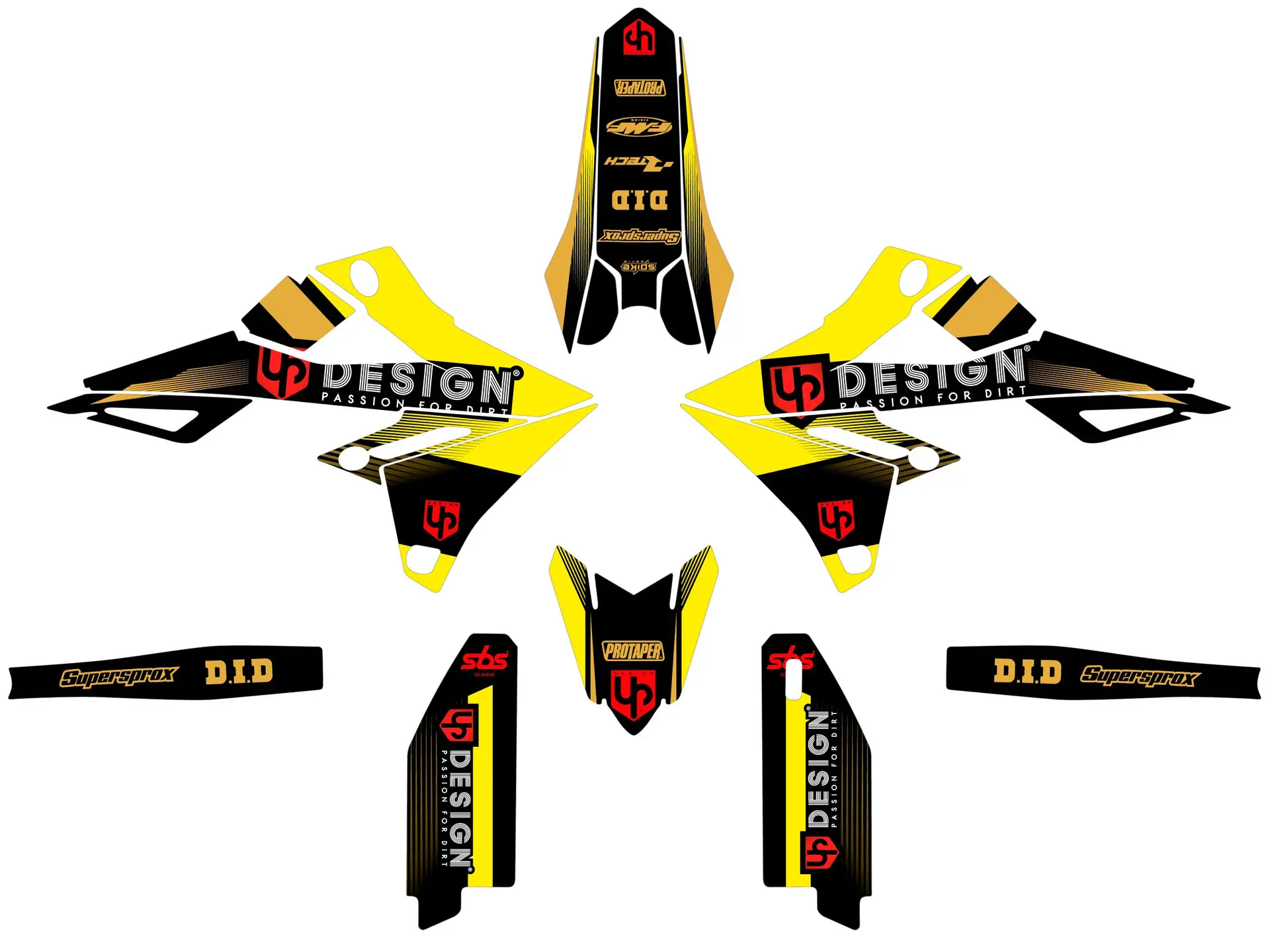 طقم ديكور UP SPIKE SUZUKI RMZ 250 (2007-2009) أسود-أصفر