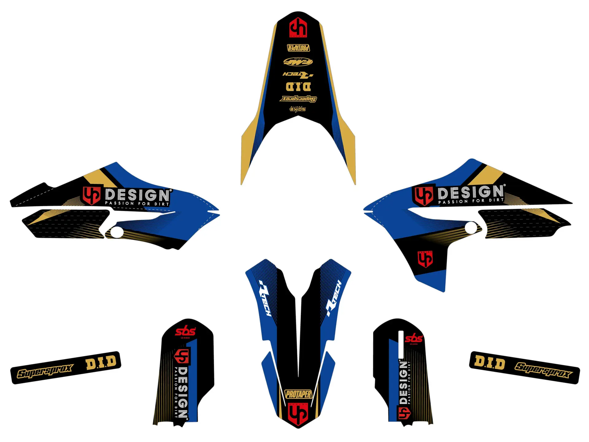 طقم زخرفة UP SPIKE YAMAHA YZ 65 (2018-2022) أسود-أزرق