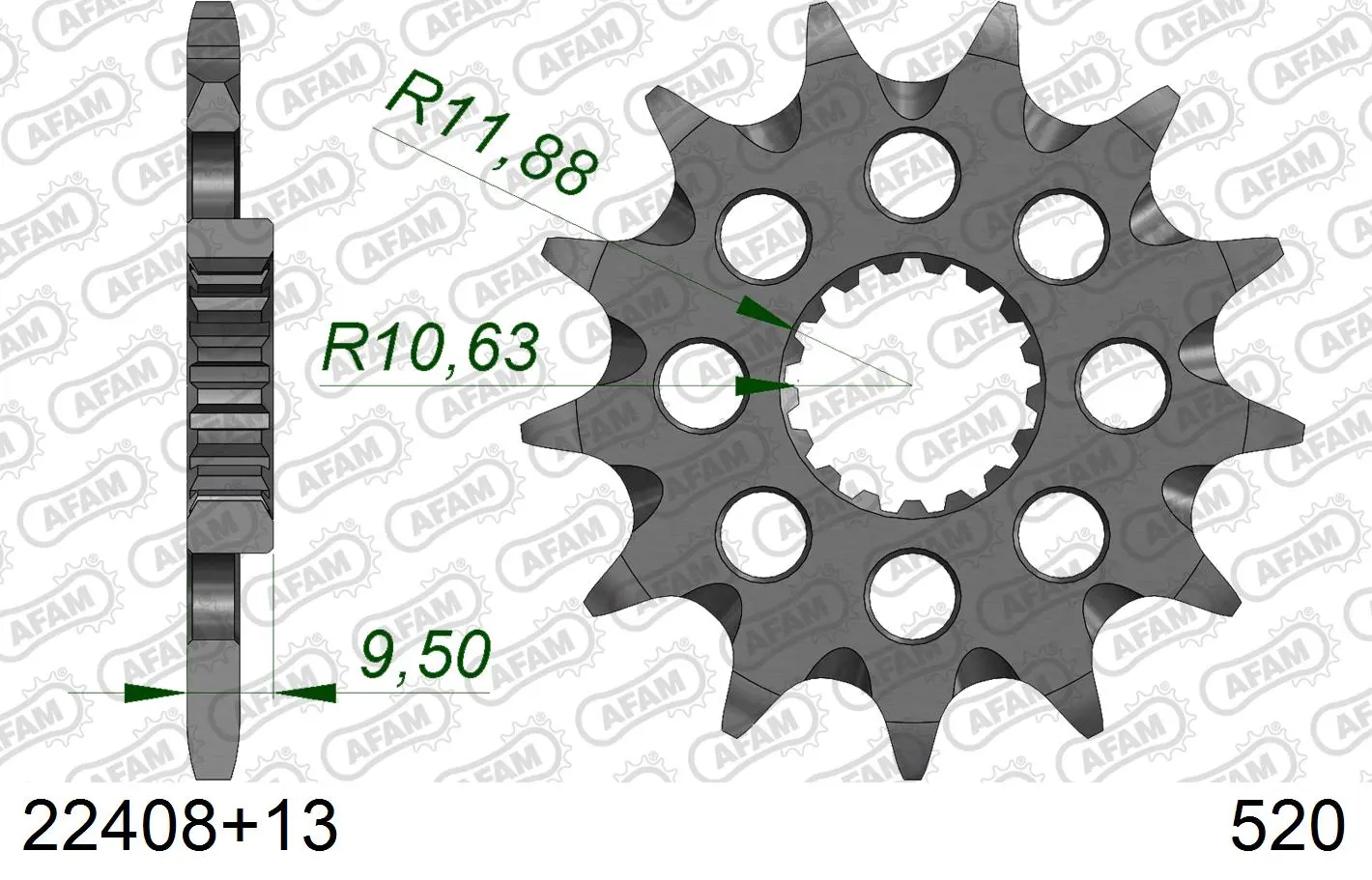 AFAM #520 SC 22408+13 스프로킷