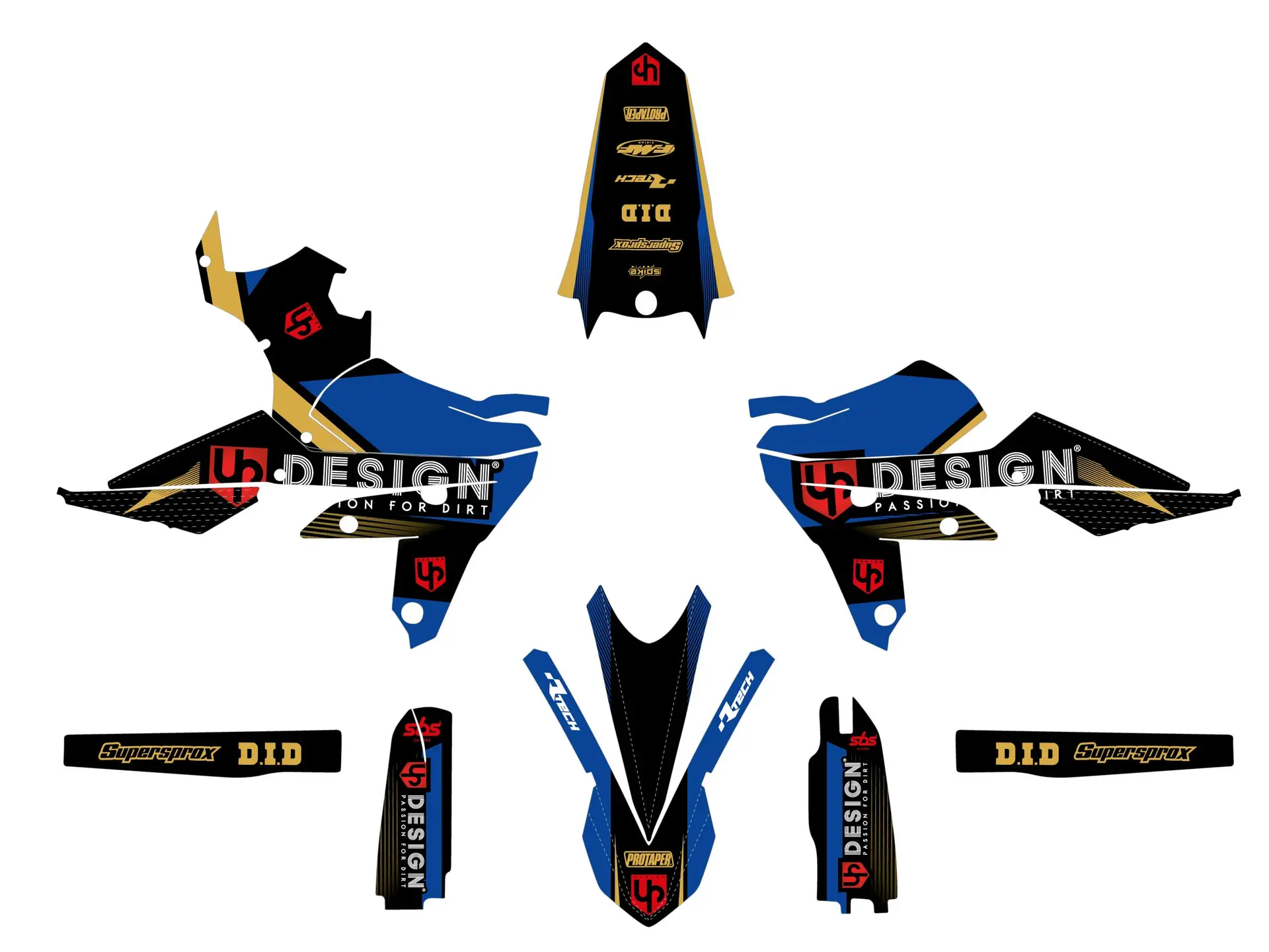 UP SPIKE Dekoratsioonikomplekt Yamaha WR 450 F (2007-2011) Must-Sinine