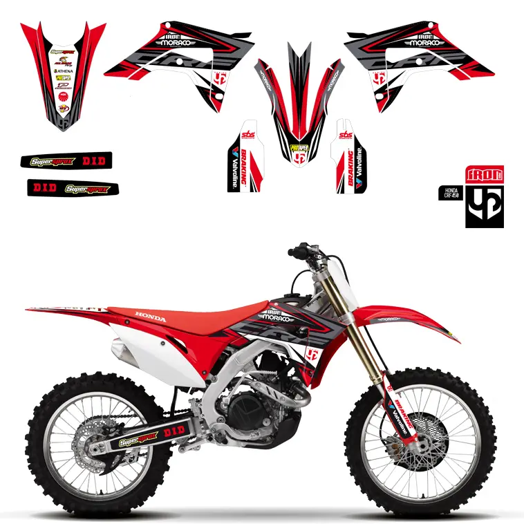 UP DESIGN 아이언 혼다 CRF 450 2009-2012 / CRF 250 2010-2013 레드 데코 키트