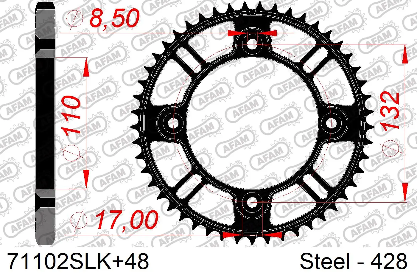 Kettenrad Stahl AFAM #428 S/C 71102SLK+48