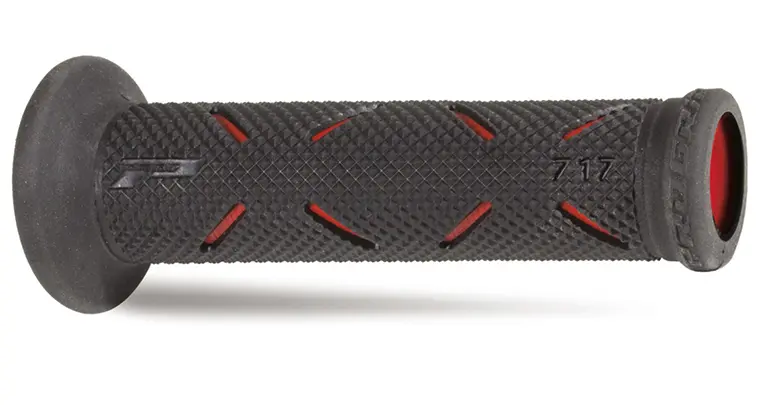 غطاء مقبض Progrip 717 مزدوج الكثافة أسود-أحمر Open End 122 ملم (زوج) — المنظر 2
