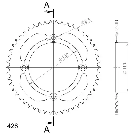 Alu Sprocket RAL-217:56-BLK