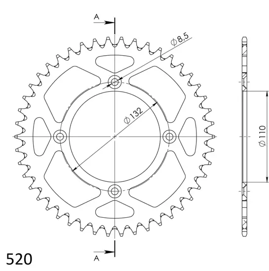 Couronne Aluminium SUPERSPROX RAL-1072:48-BLK