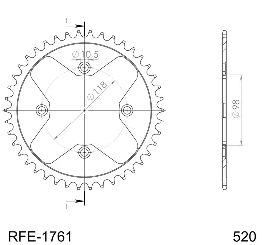 SUPERSPROX RFE-1761:42-BLK 50-32128-42 스프로킷