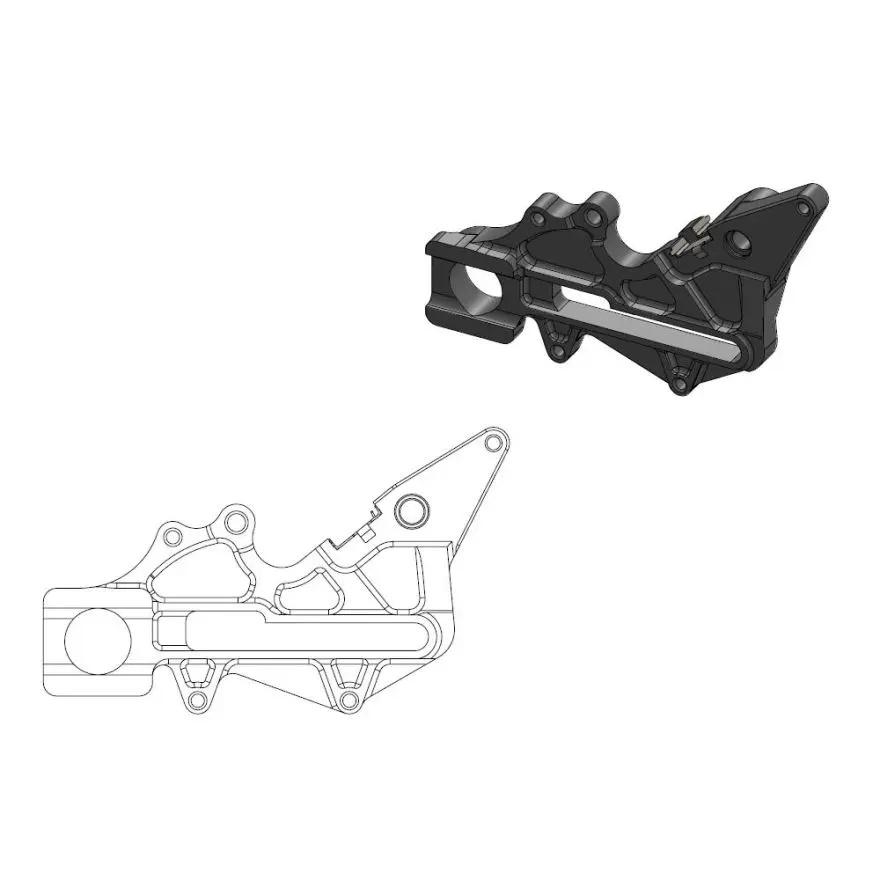 Support arrière MOTO-MASTER HVA Factory 220mm noir avec clip étrier Mag