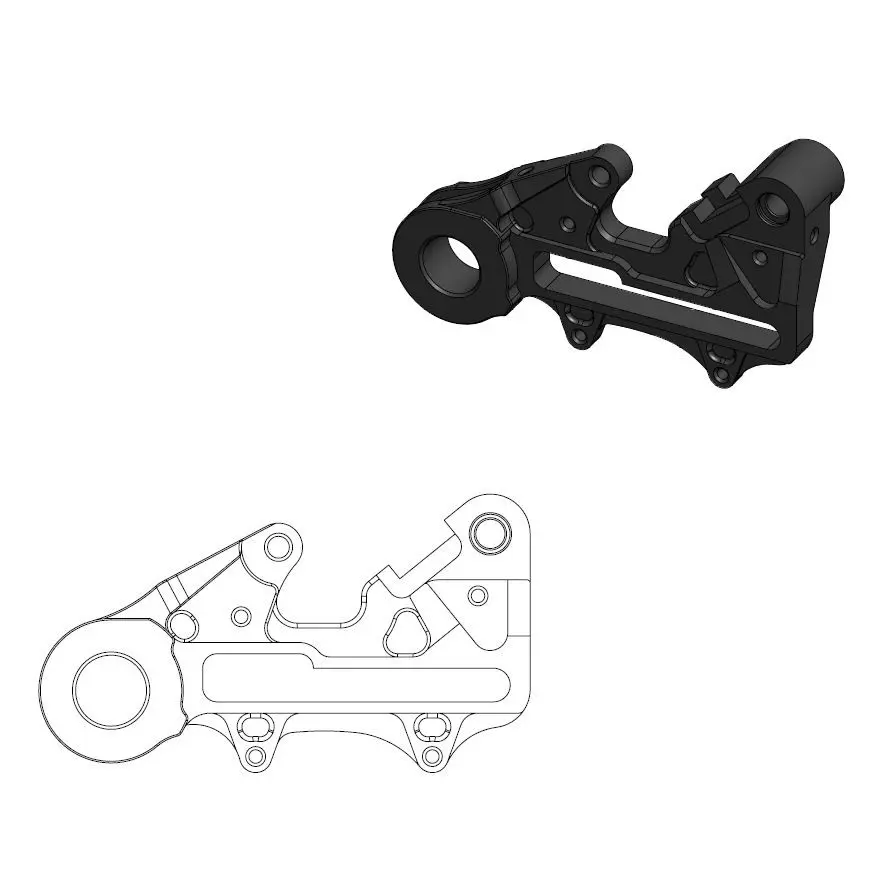 Adaptateur étrier arrière MOTO-MASTER KTM/HVA 23 Factory 220 mm noir (axe 22 mm)