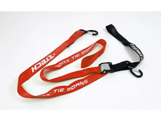 Sangle moto Sélection P2R à boucle automatique avec mousqueton rouge 38 mm x 2,1 m (résistance 550 kg) - Lot de 2