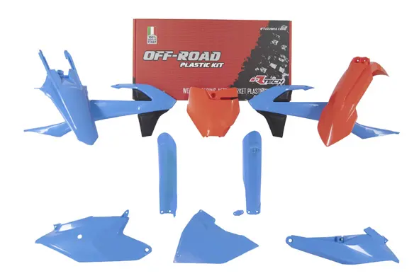 Kit plastique 7 pièces orange-bleu clair R'TECH