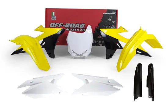 Kit plastique 6 pièces avec protection fourche Suzuki R'TECH