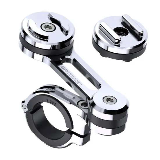 Support smartphone SP Connect fixation guidon orientable 360° aluminium chrome (Ø 22,2 - 25,4 - 28,6 - 31,8 mm)