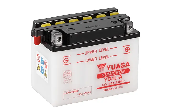 Batteria Yuasa YB4L-A convenzionale con manutenzione