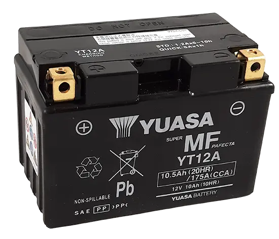 Baterie 12V 10 Ah YT12A Yuasa bezúdržbová připravená k použití (d150xv87xš105mm) (aktivovaná v továrně-fa)