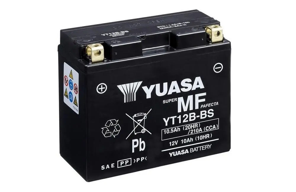 Akku 12V 10 ah YT12B Yuasa huoltovapaa valmiiksi aktivoitu (lg150xl69xh130mm) (tehtaalla aktivoitu-fa)