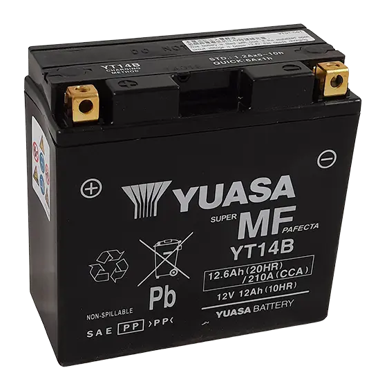 Batterie 12V 12 ah YT14B Yuasa sans entretien prete a l'emploi (lg150xl70xh145mm) (activee en usine-fa)