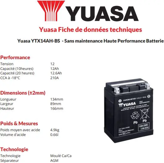 Aki Yuasa YTX14AH-BS Bebas Perawatan