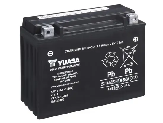 Akumulators 12V 21 ah YTX24HL-BS Yuasa MF bezapkopes augstas veiktspējas ar skābes komplektu (lg205xl87xh162mm)