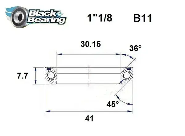 Roulement jeu direction Black Bearing B11 - 30,15 x 41 x 7,7 mm 36x45°