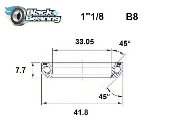 রুলমঁ জো দ্য দিরেক্সিওঁ Black Bearing B8 - 30,5 x 41,8 x 7,7 mm 45°x45°